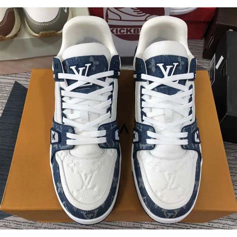 blue lv shoes|lv sneakers blue and white.